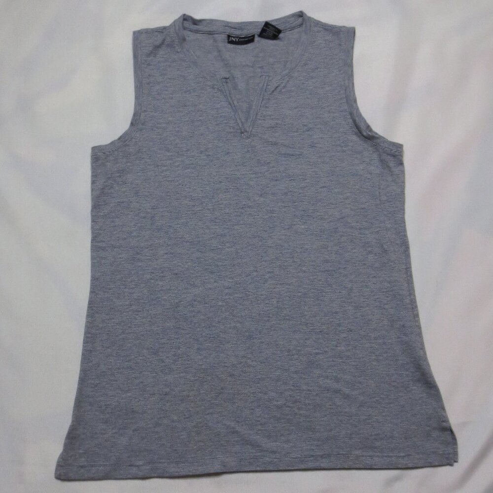 4/$14 JONES NEW YORK womens TANK striped SLEEVELESS gray TOP shirt CASUAL SIZE S
